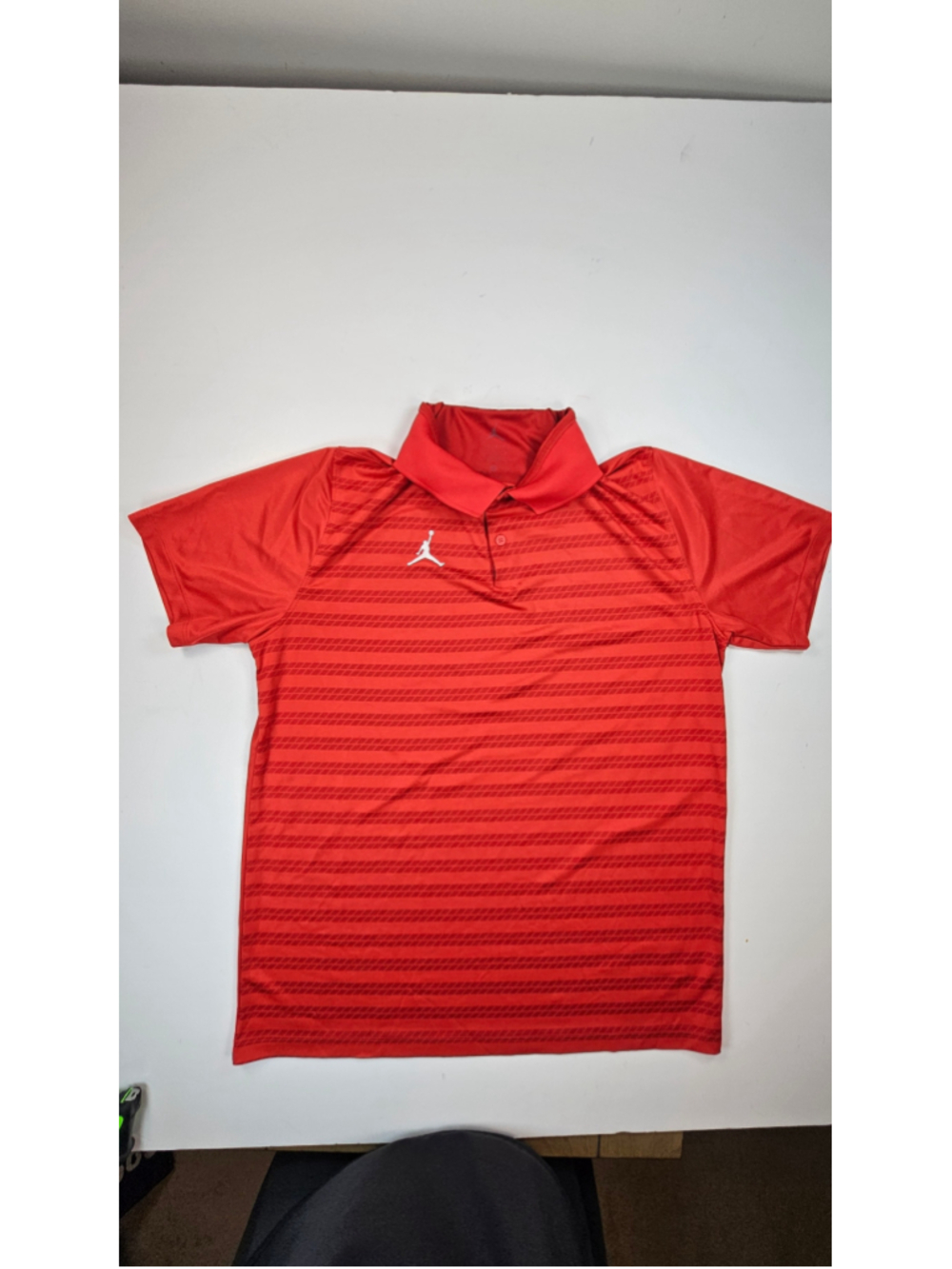 Jordan Dri-FIT Polo Shirt Mens Large Red Striped Jumpman Golf Performance
